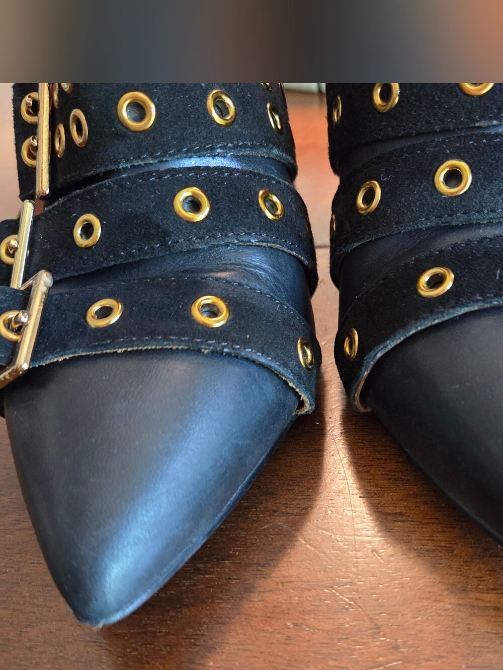 & Other Stories Multi Buckle Maximalist Black Leather Ankle Boots Size 6.5 - Picture 4 of 11